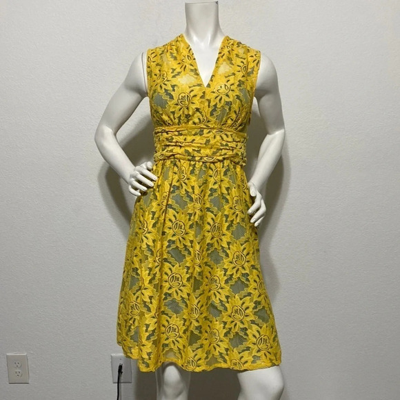 Anthropologie Plenty by Tracy Reese Yellow Lace Niki Dress - Picture 2 of 10